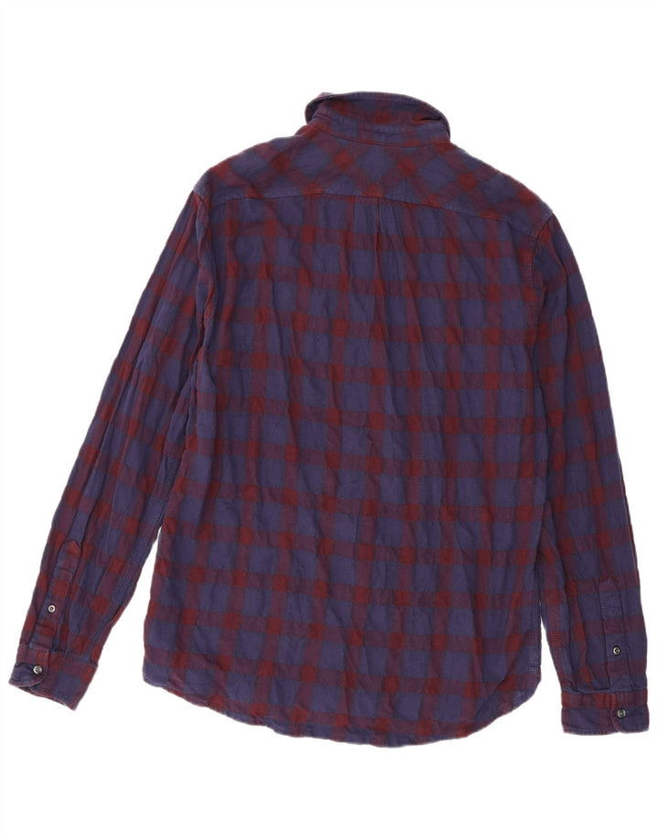 Diesel Mens Flannel Shirt XL Navy Blue Check Cotton
