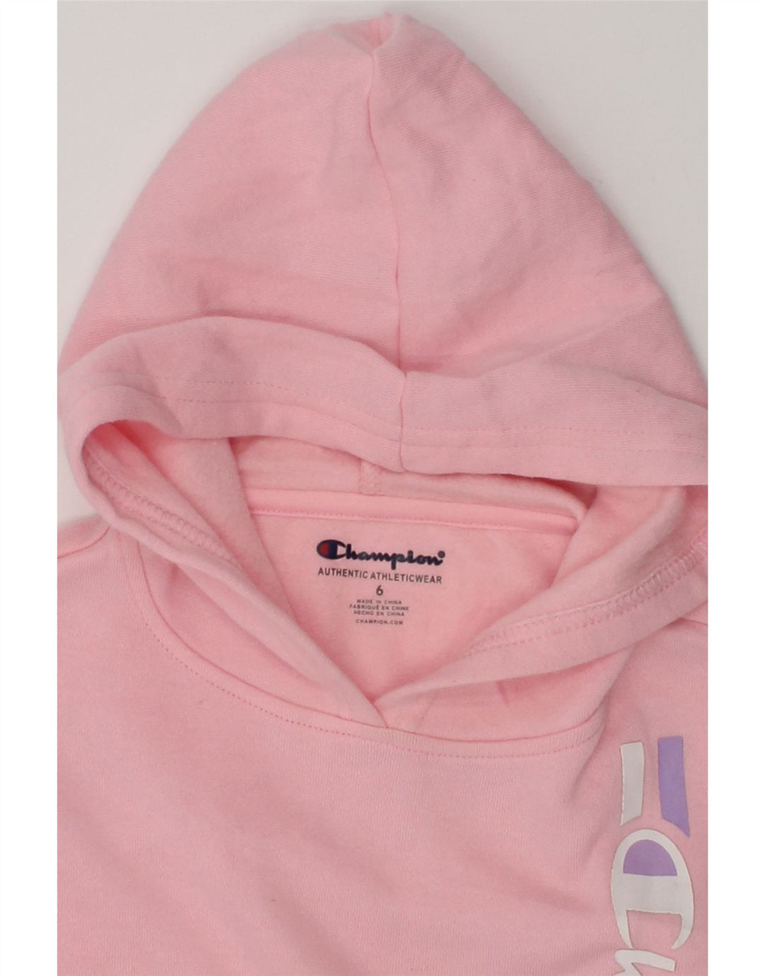 CHAMPION Boys Graphic Hoodie Jumper 5-6 Years Pink Cotton | Vintage Champion | Thrift | Second-Hand Champion | Used Clothing | Messina Hembry 