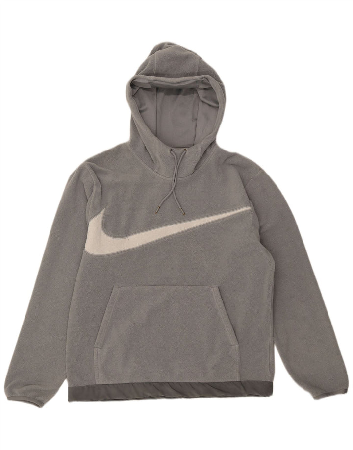 Nike Mens Graphic Hooded Fleece Jumper Medium Grey Polyester