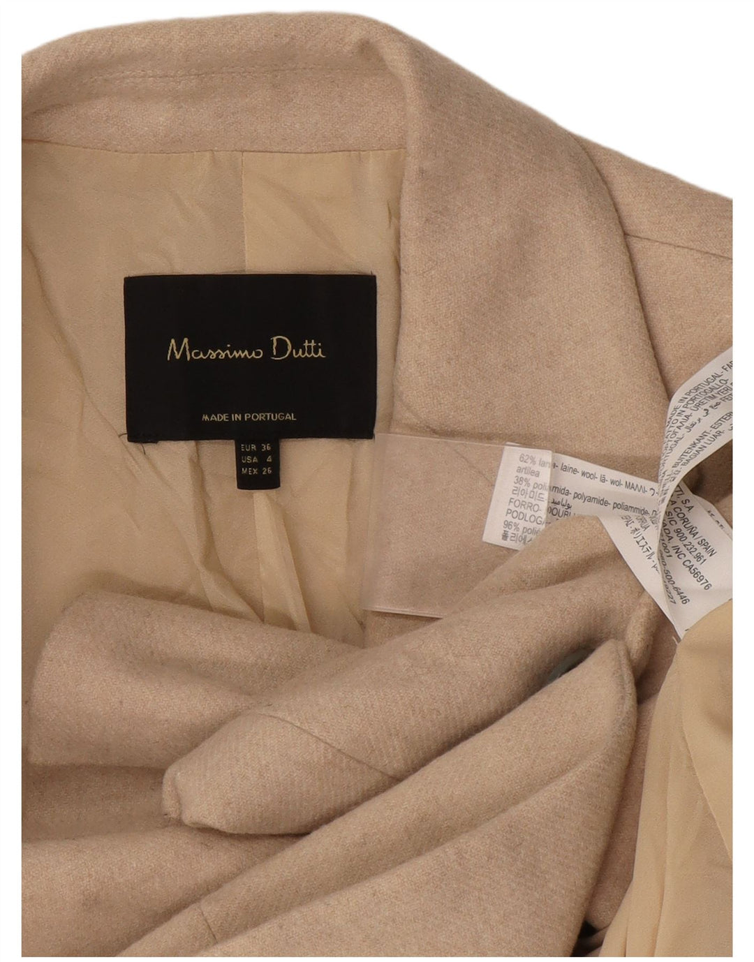 Giacca blazer da donna a 1 bottone Massimo Dutti EU 36 XS Beige Lana