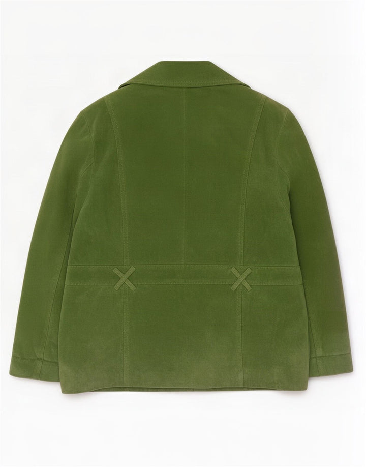 Vintage Womens 4 Button Suede Blazer Jacket UK 20 2XL Green Leather