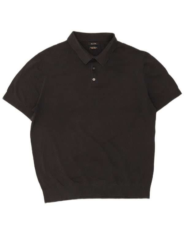 Polo da uomo Massimo Dutti grande in cotone nero