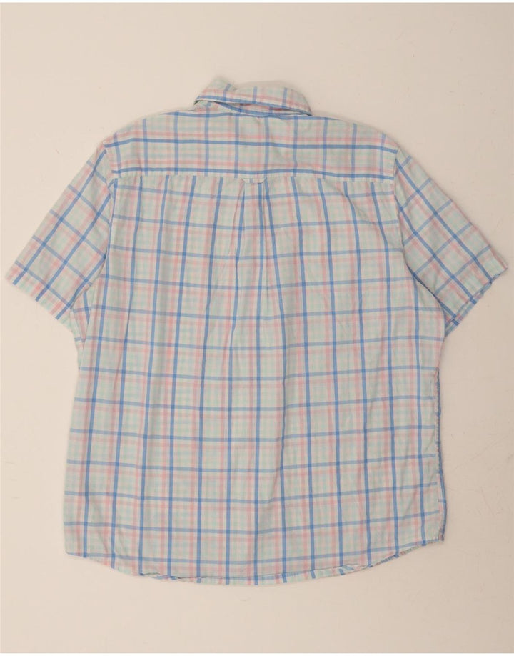 CHAPS Mens Big & Tall Short Sleeve Shirt XL Blue Check Cotton Vintage Chaps and Second-Hand Chaps from Messina Hembry 