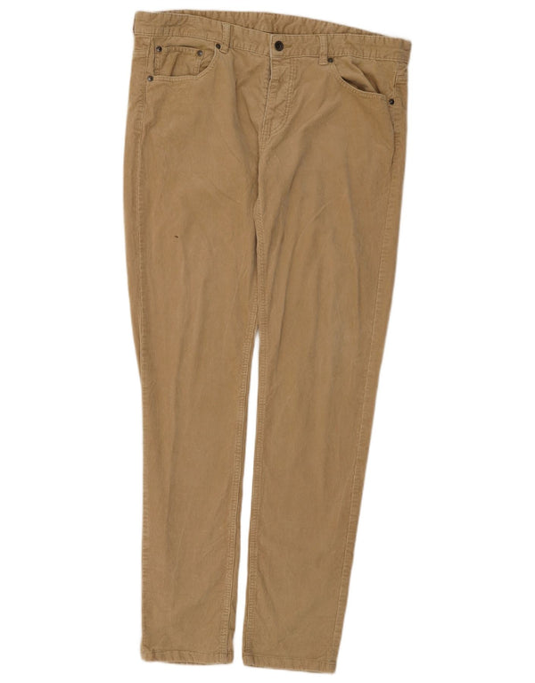 Benetton Pantalon Slim En Velours Côtelé Pour Homme IT 54 2XL W38 L33 Beige Coton