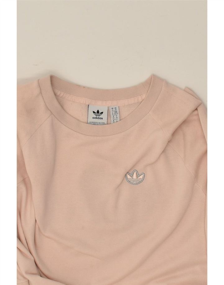 ADIDAS Womens Oversized Graphic Jumper Dress UK 6 XS Beige Cotton | Vintage Adidas | Thrift | Second-Hand Adidas | Used Clothing | Messina Hembry 