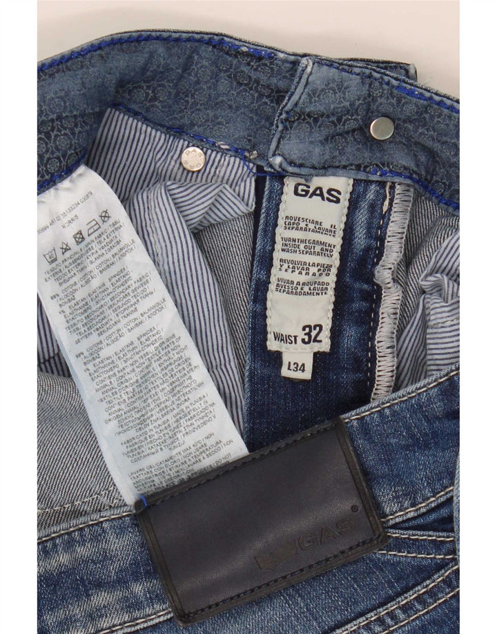 Gas Mens Slim Jeans W32 L34 Blue Cotton