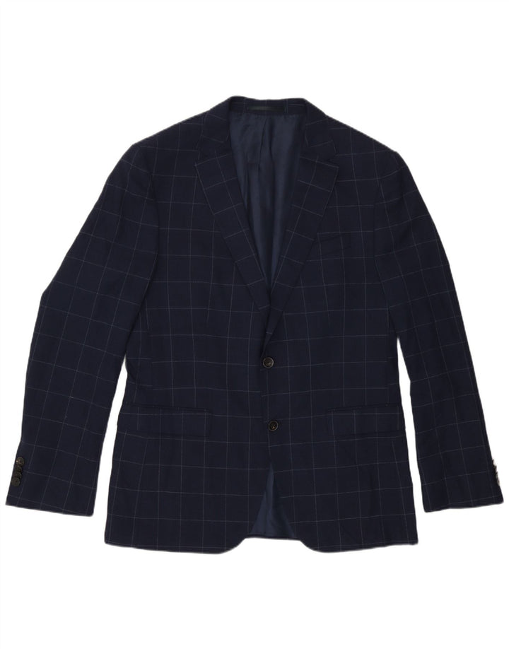 Hugo Boss Herre 2-knaps blazerjakke EU 50 Large Navy Blue Check