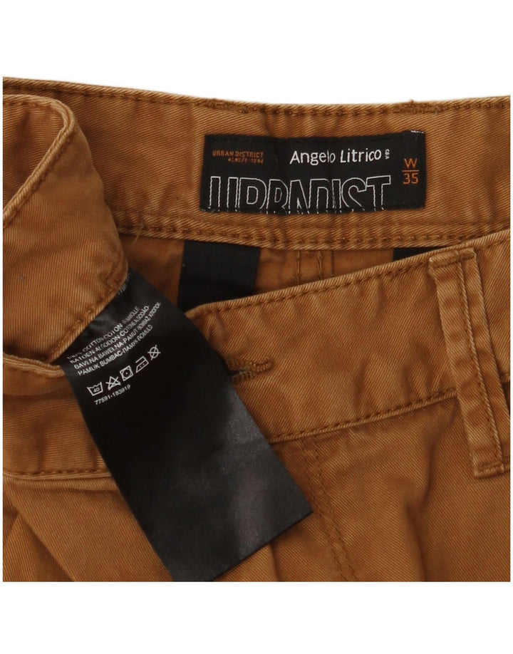 ANGELO LITRICO Mens Chino Shorts W35 Large Brown Cotton