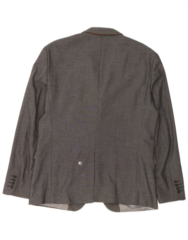 Zara Hombre Chaqueta Blazer 2 Botones Talla 54 XL Poliéster Gris