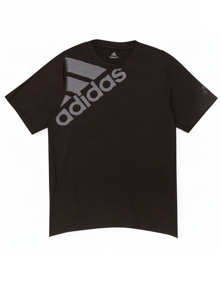 Maglietta grafica Adidas Climalite da uomo, piccola, in poliestere nero