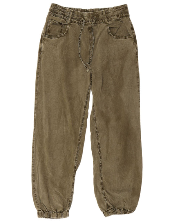 Zara Womens Joggers Cropped Jeans Small W26 L25 Khaki Viscose