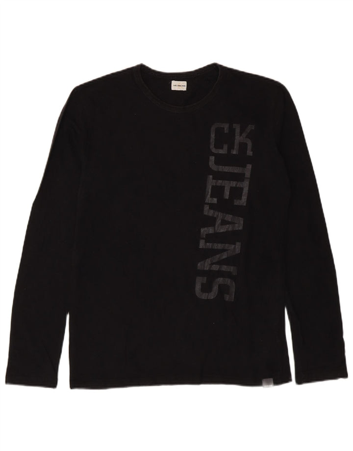Calvin Klein Jeans Mens Graphic Top Long Sleeve Small Black