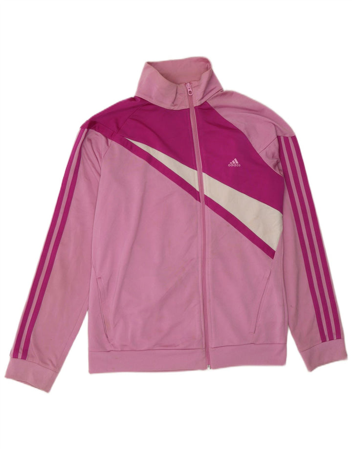 Adidas Womens Tracksuit Top Jacket UK 12/14 Medium Pink Colourblock