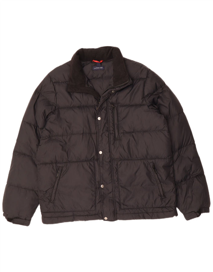 LANDS END Herren wattierte Jacke UK 40 Large Schwarz Nylon