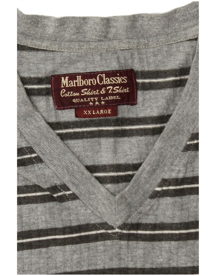 MARLBORO CLASSICS Męski T-shirt Top 2XL Szary w paski