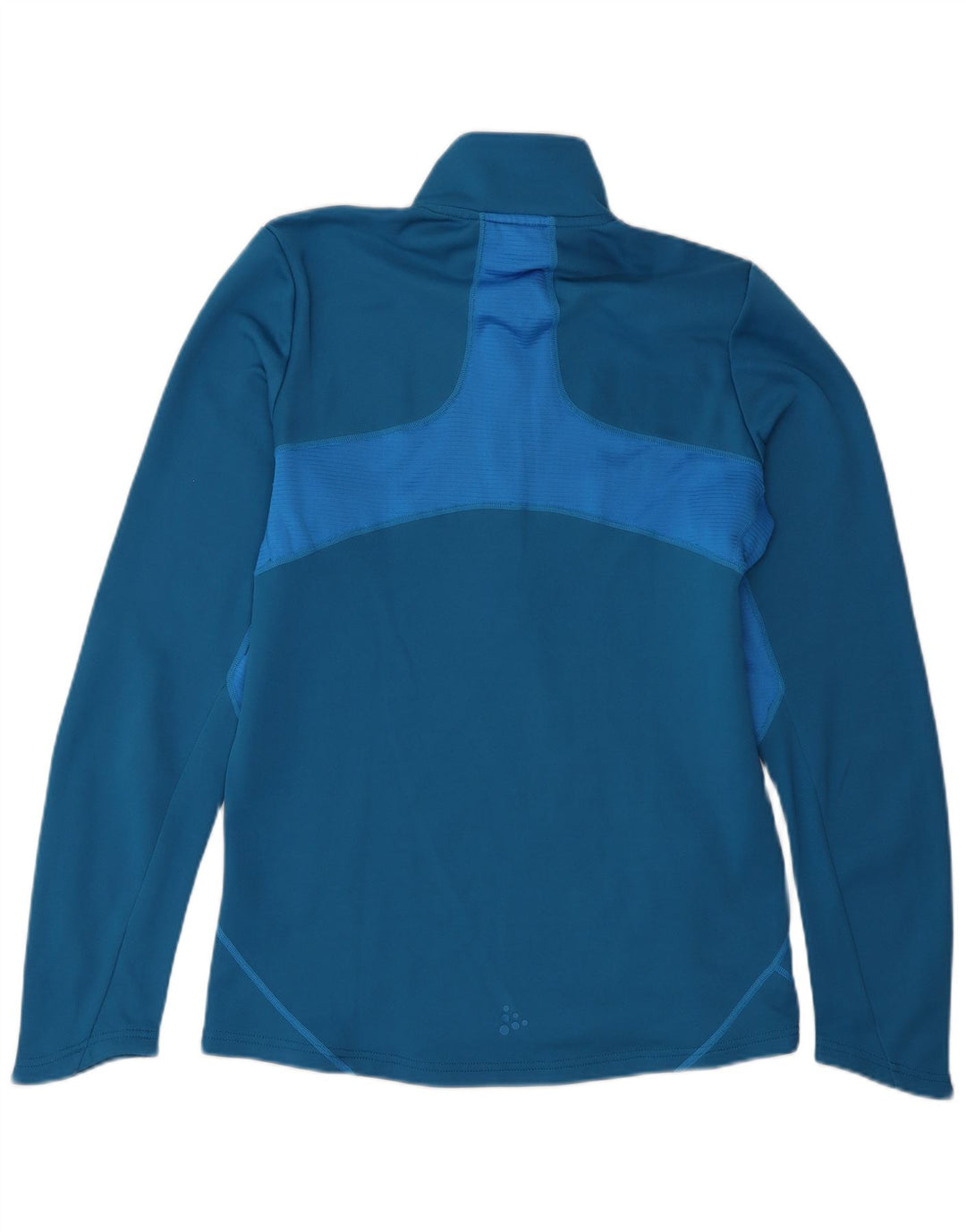 Top da tuta vintage pullover con zip e collo in tinta unita blu medio