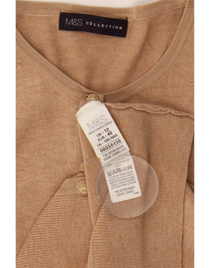 Marks & Spencer Womens Cardigan Sweater UK 12 Medium Beige Viscose