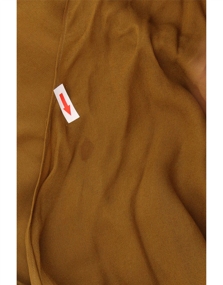 VINTAGE Womens Long Sleeve Blouse Top UK 14 Medium Brown Polyamide