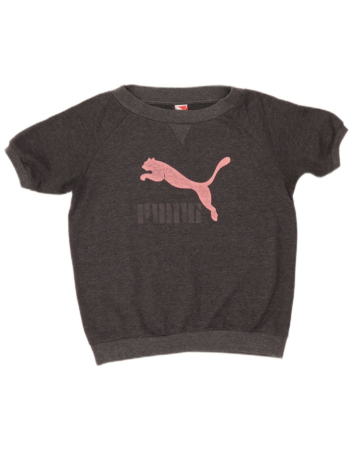 PUMA grafisk kortærmet sweatshirt til kvinder UK 12 mellemgrå