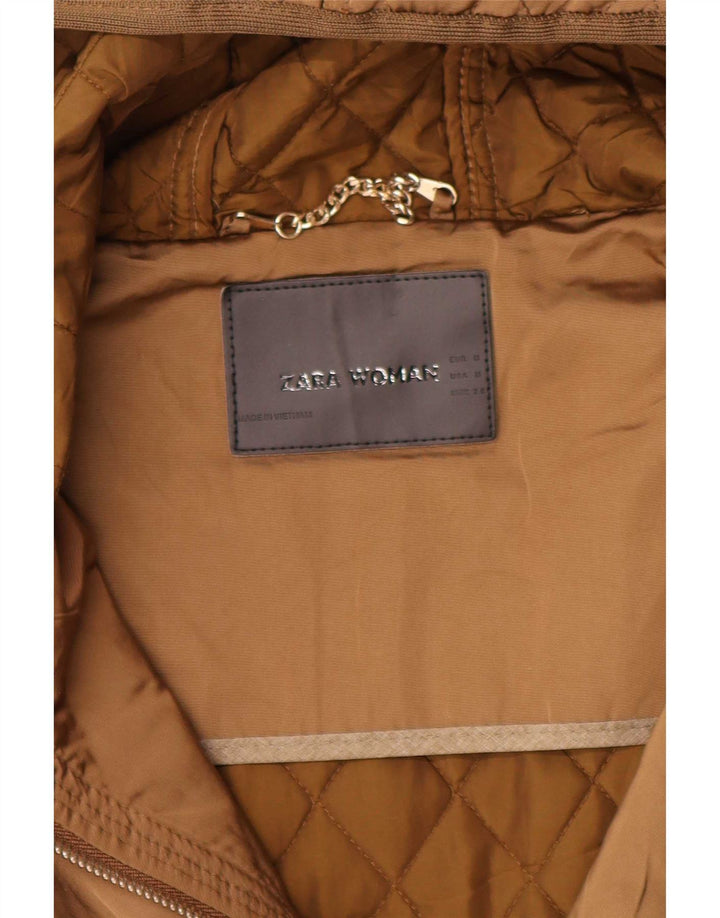 Zara Mujer Chaqueta Acolchada Con Capucha UK 42 Medium Beige