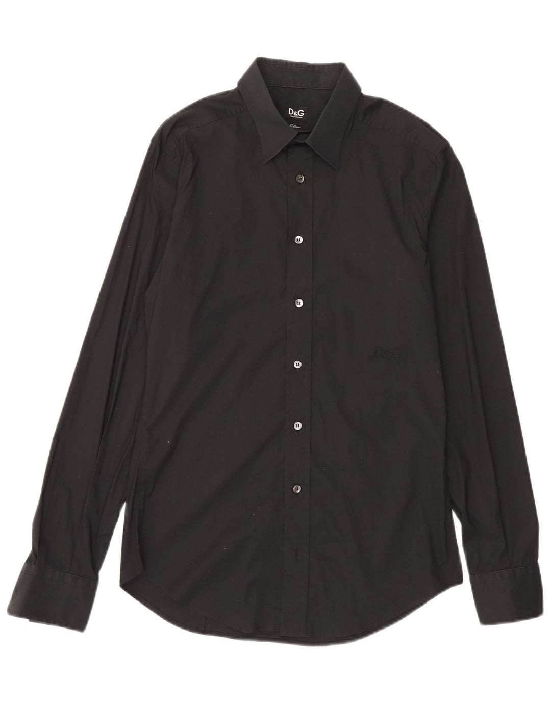 Dolce & Gabbana Herren Slim-Hemd IT 48 Mittelschwarze Baumwolle