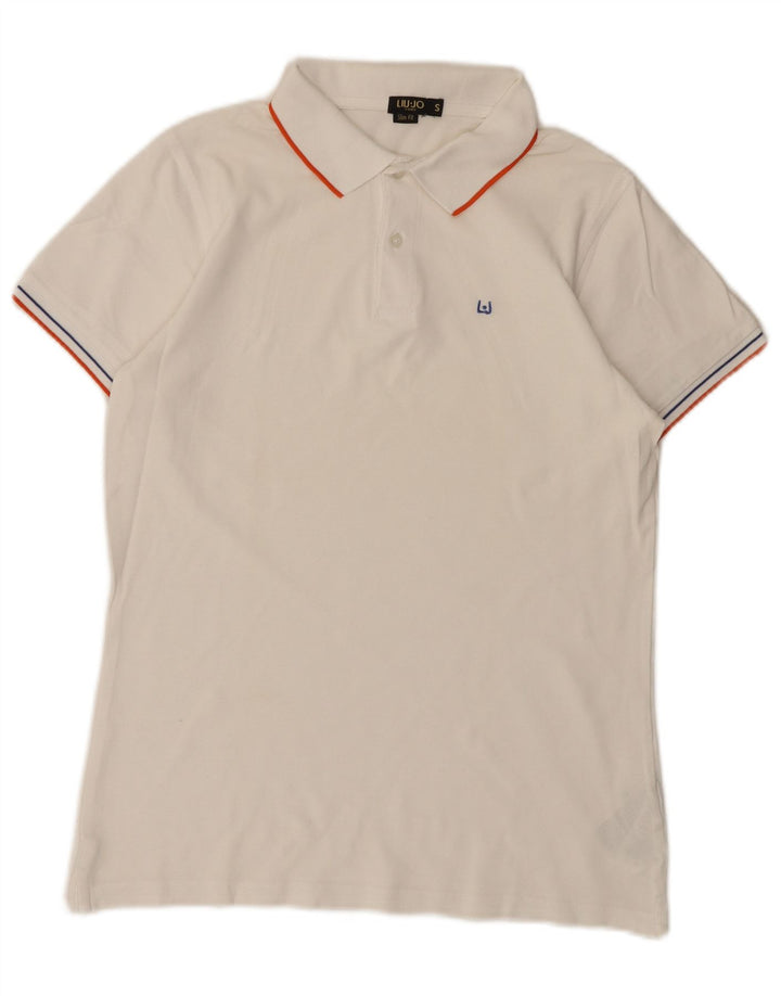 Liu Jo Mens Slim Fit Polo Shirt Small White Cotton