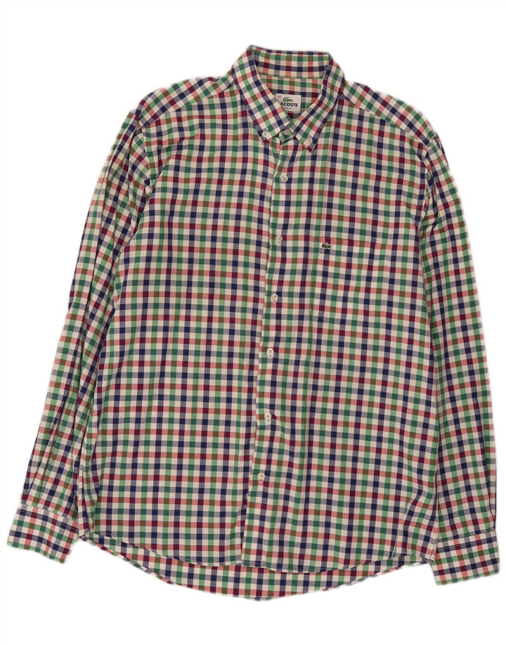 Lacoste Mens Slim Fit Flannel Shirt Size 42 Large Multicoloured Gingham