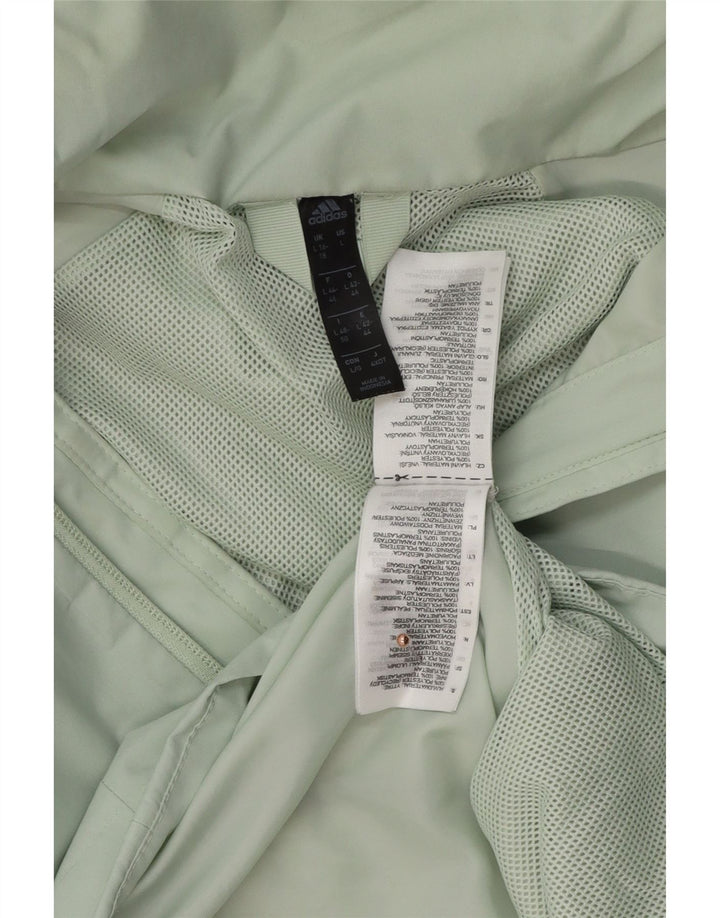 Adidas Womens Hooded Rain Jacket UK 16/18 Large Green Polyester