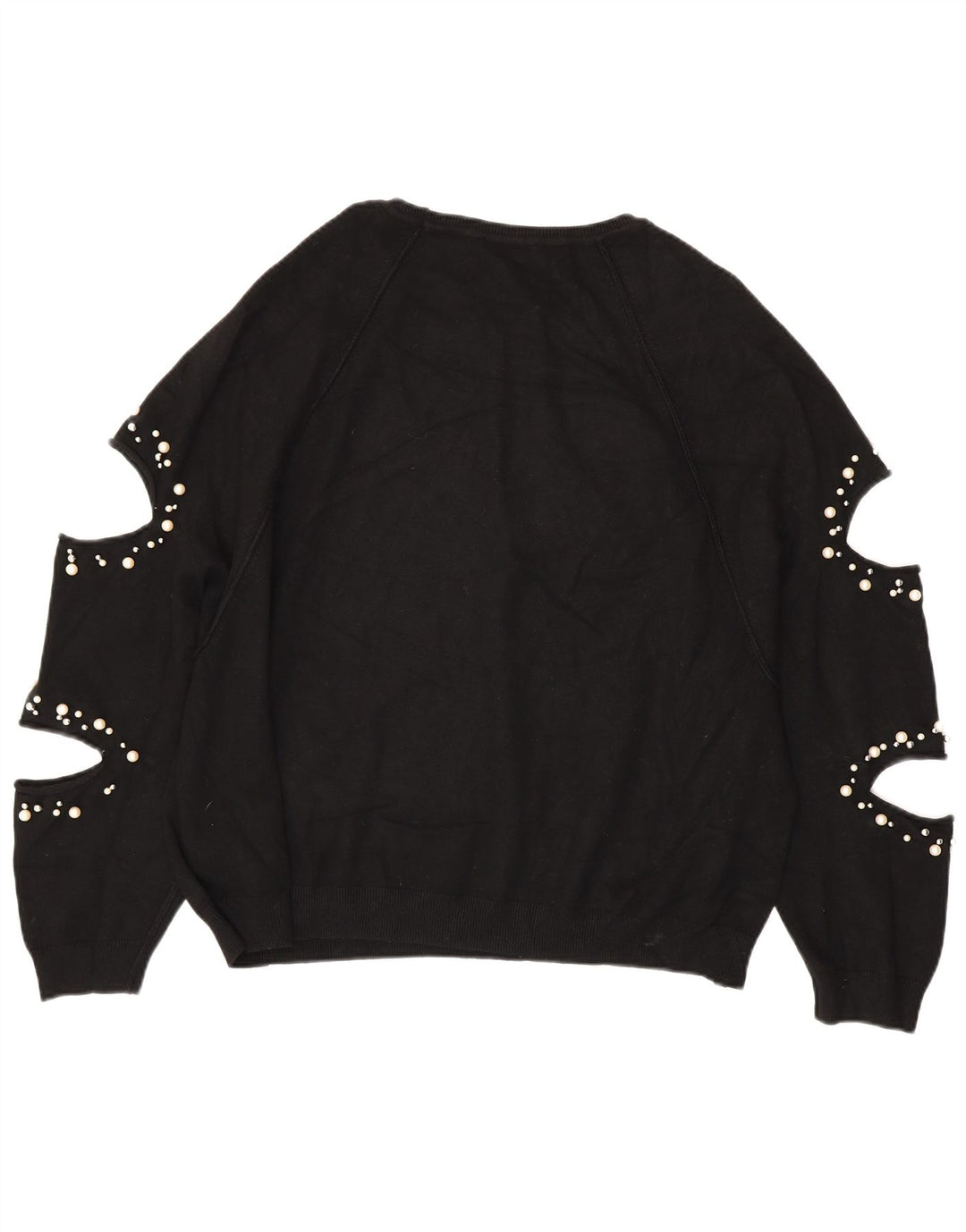 ZARA Womens Oversized Boat Neck Jumper Sweater UK 14 Medium Black