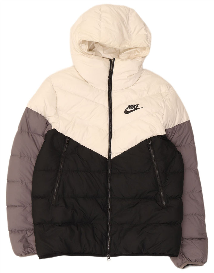 Nike Mens Hooded Padded Jacket UK 40 Large Black Colourblock