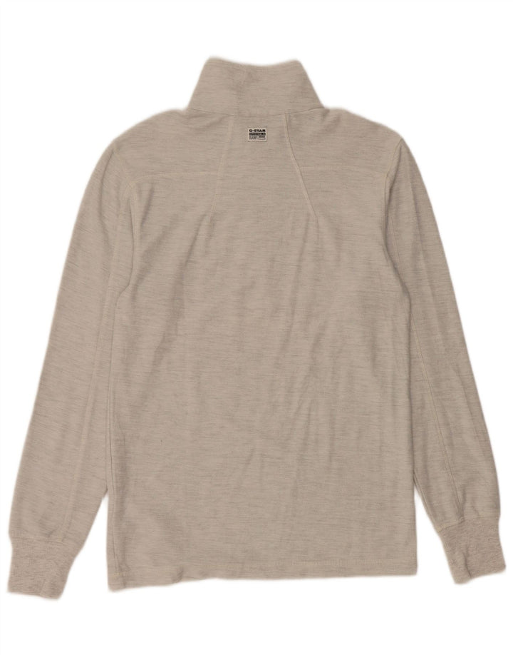 G-Star Mens Zip Top Long Sleeve Small Grey Flecked Cotton