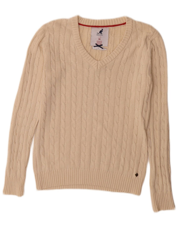 Sweter damski Kangol z dekoltem w kształcie litery V, UK 10, mały beż