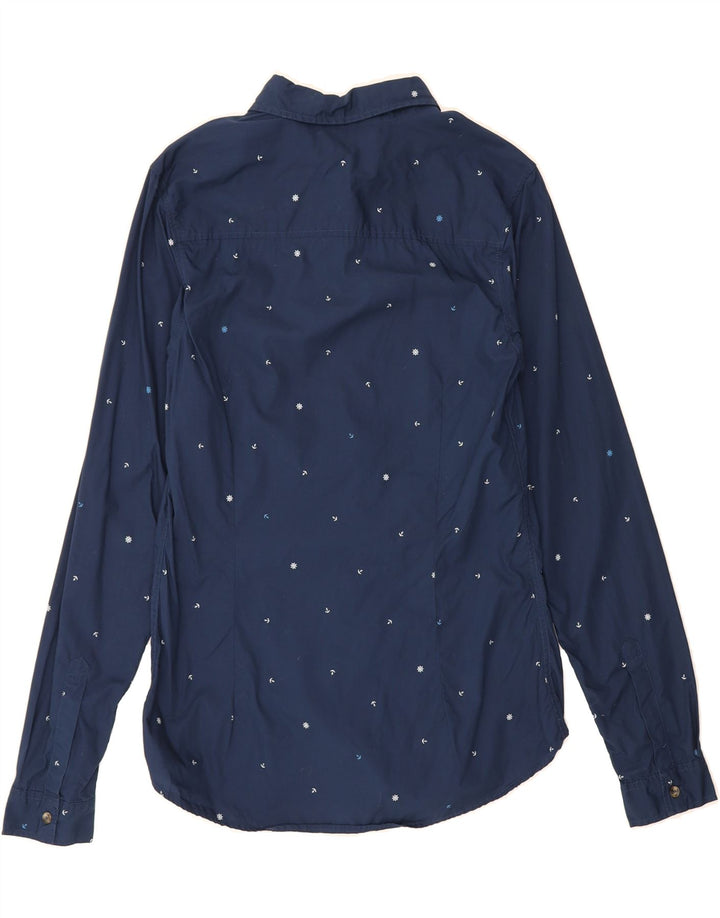 BENETTON Boys Abstract Pattern Shirt 13-14 Years 3XL Navy Blue Cotton Vintage Benetton and Second-Hand Benetton from Messina Hembry 