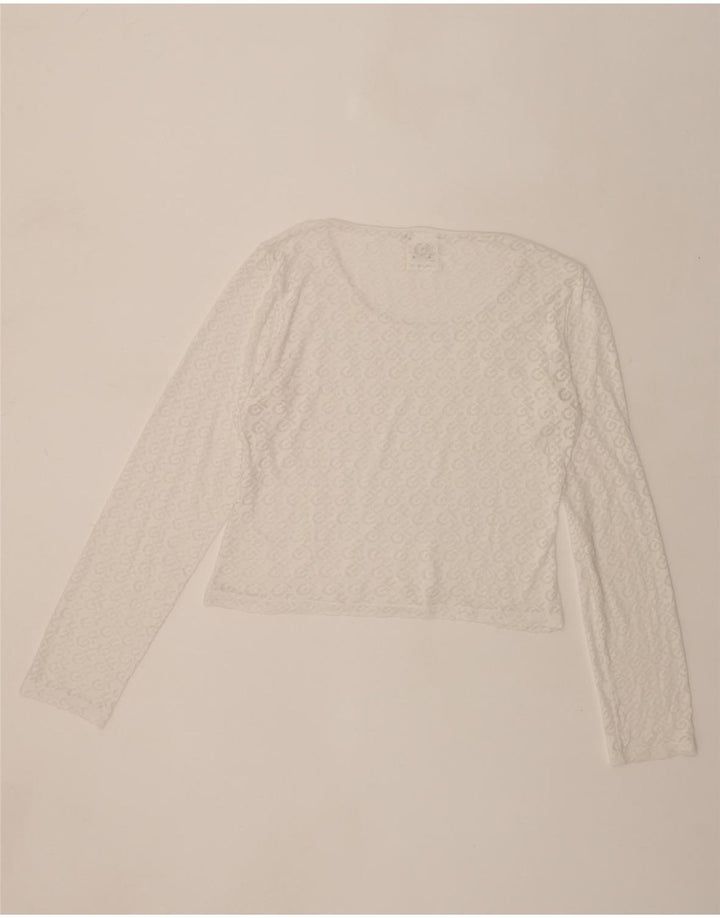 GF FERRE Womens Graphic Top Long Sleeve UK 16 Large White Viscose Vintage GF Ferre and Second-Hand GF Ferre from Messina Hembry 