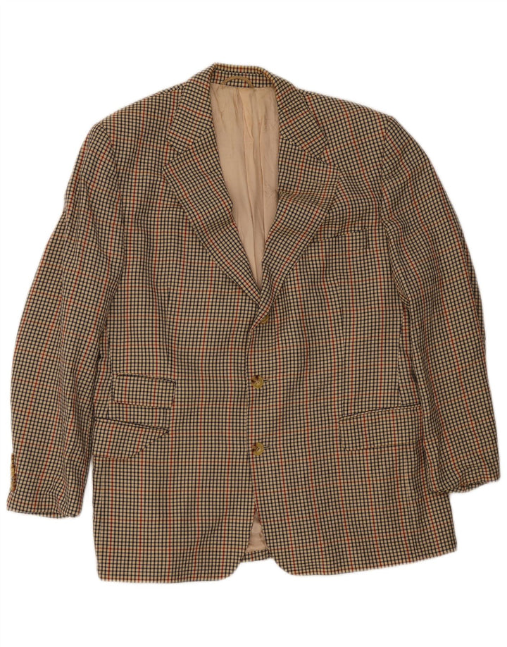 Burberrys Mens 2 Button Blazer Jacket UK 38 Medium Beige Houndstooth