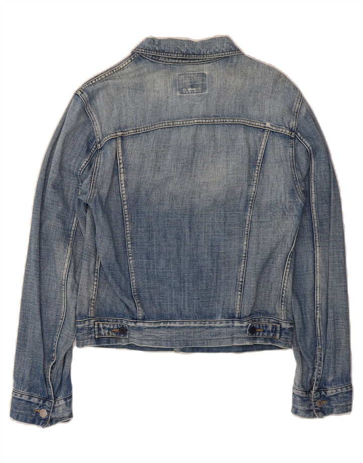 INDIAN RAGS Womens Denim Jacket UK 14 Medium Blue Cotton Classic Vintage Indian Rags and Second-Hand Indian Rags from Messina Hembry 