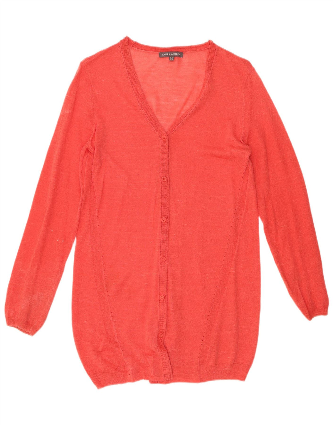 LAURA ASHLEY Womens Longline Cardigan Sweater UK 12 Medium Red