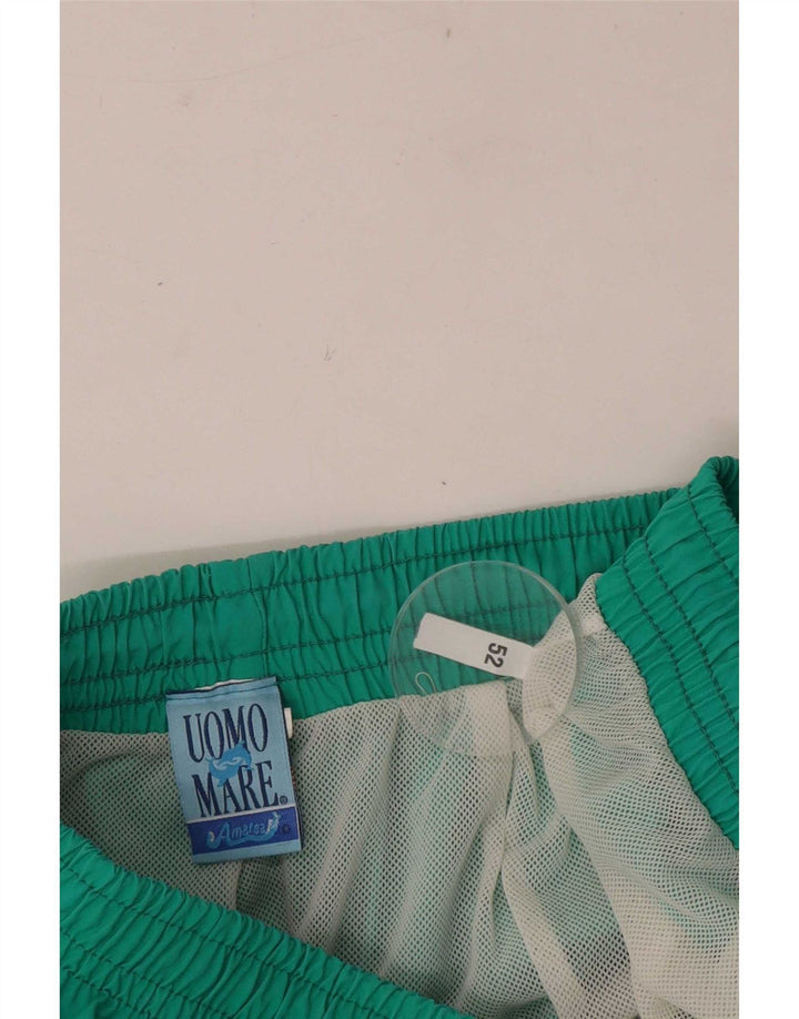 Vintage Mens Regular Swimming Shorts IT 50 Large Green Polyamide