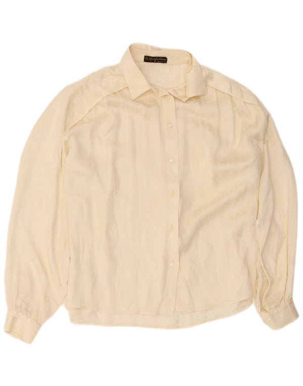 Mario Pucci Cecconi Womens Shirt Blouse IT 42 Medium Off White Animal Print