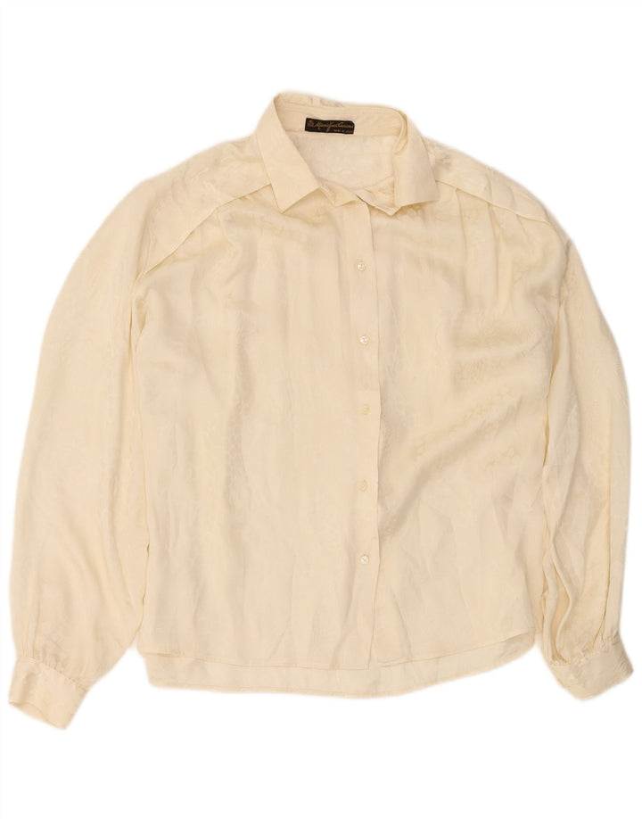 Mario Pucci Cecconi Womens Shirt Blouse IT 42 Medium Off White Animal Print