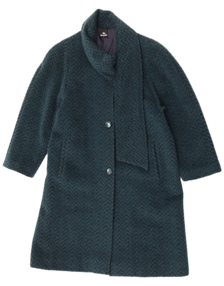 ELENA MIRO Womens Overcoat UK 18 XL  Blue Chevron Wool