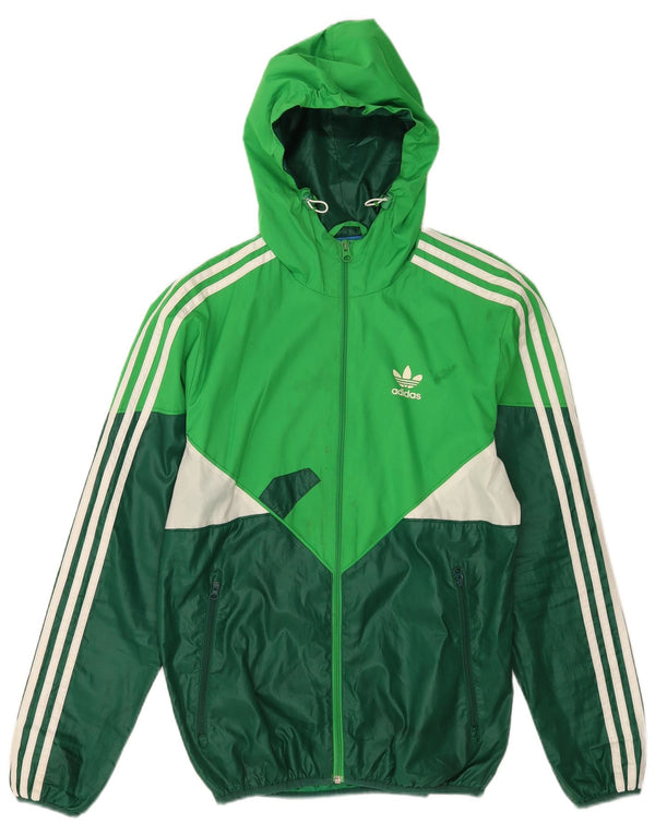 Adidas Mens kapucnis esőkabát UK 34 XS Green Colourblock poliészter