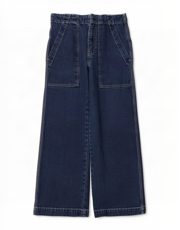 Topshop Womens High Rise Crop Wide Leg Jeans W25 L23 Blå Polyester