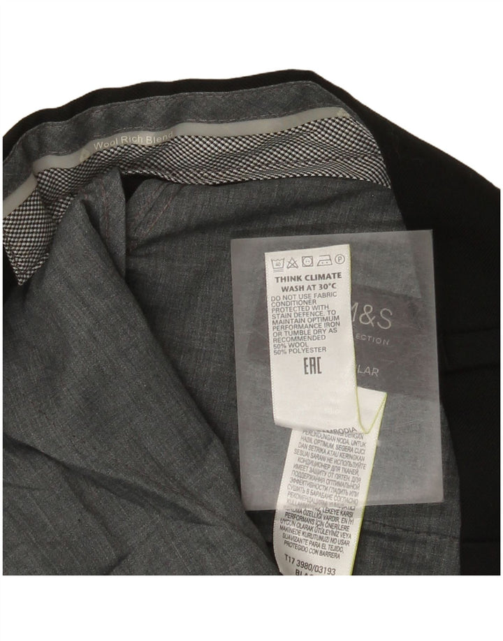 Marks & Spencer Womens Straight Regular Suit Trousers W36 L29 Black Wool