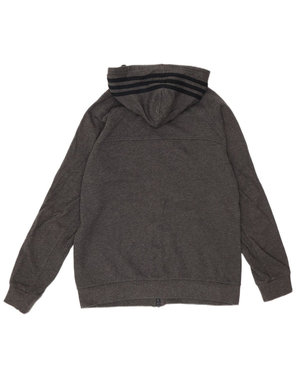 Adidas Boys Zip Hoodie Sweater 13-14 Years Grey Cotton
