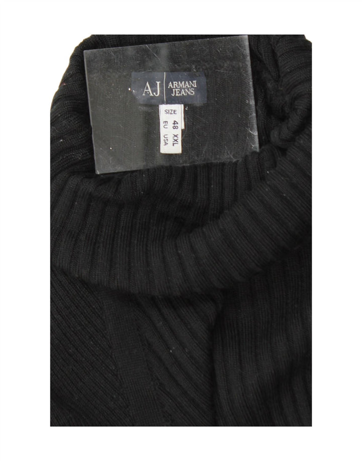 ARMANI JEANS Womens Roll Neck Jumper Sweater EU 48 2XL Black Vintage Armani Jeans and Second-Hand Armani Jeans from Messina Hembry 