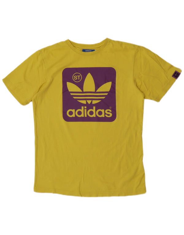 Adidas Mens Graphic T-Shirt Top Medium Yellow Cotton