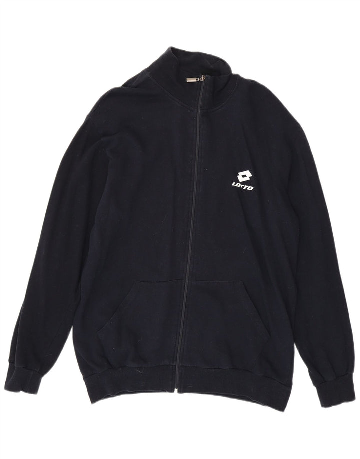 LOTTO Mens Tracksuit Top Jacket 2XL Navy Blue Cotton