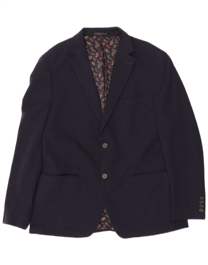 Chaps Mens 2 Button Blazer Jacket UK 42 XL Navy Blue Polyester