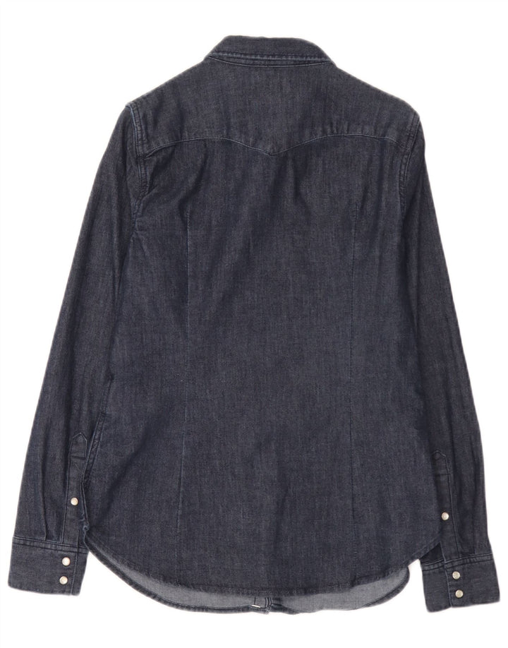 Levi's Womens Tailored Fit Denim Shirt UK 14 Medium Navy Blue Cotton